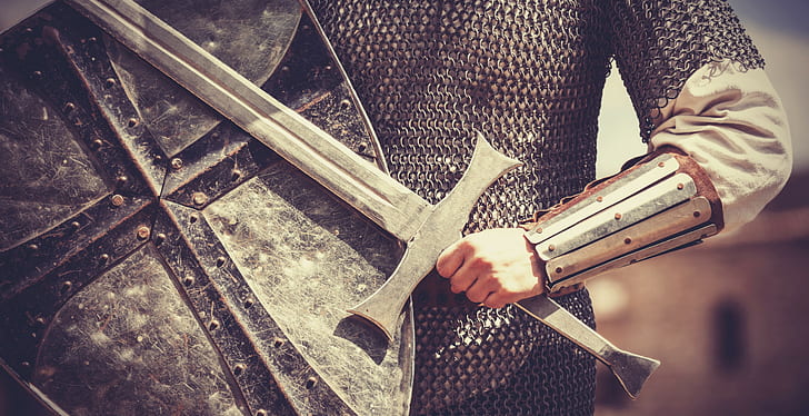 medieval, armor, shield, soldier, HD wallpaper