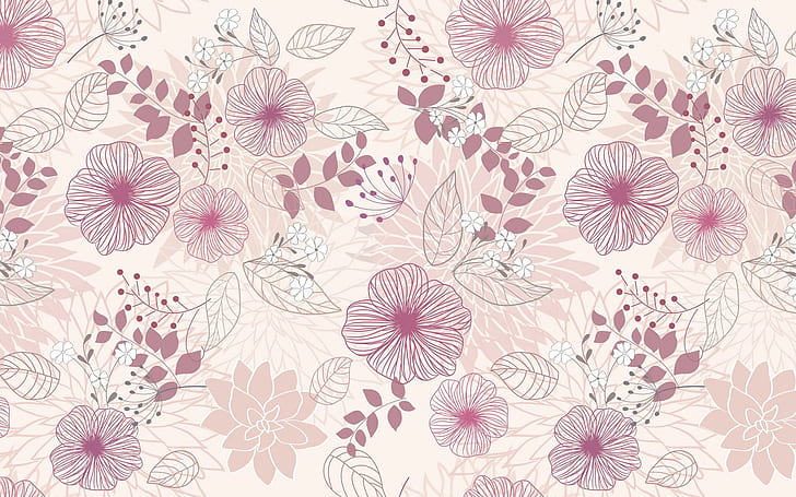 Flowers and leaves pattern, beige and brown floral textile, abstract
