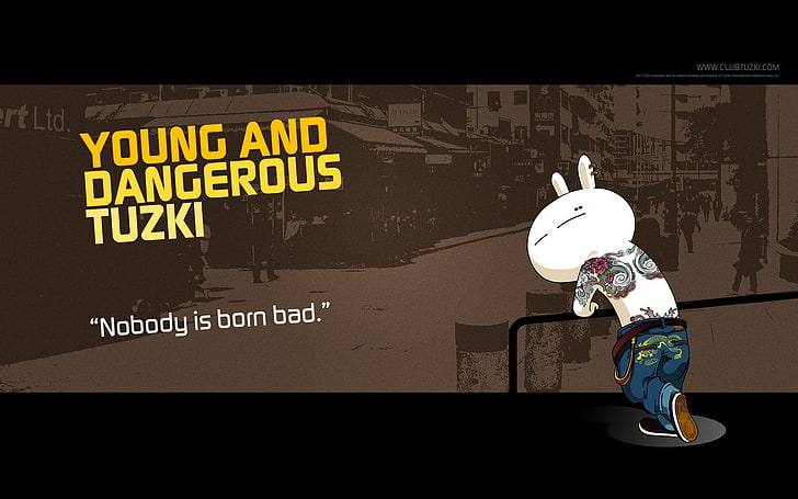 Young and Dangerous Tuzki illustration, quote, text, communication, HD wallpaper