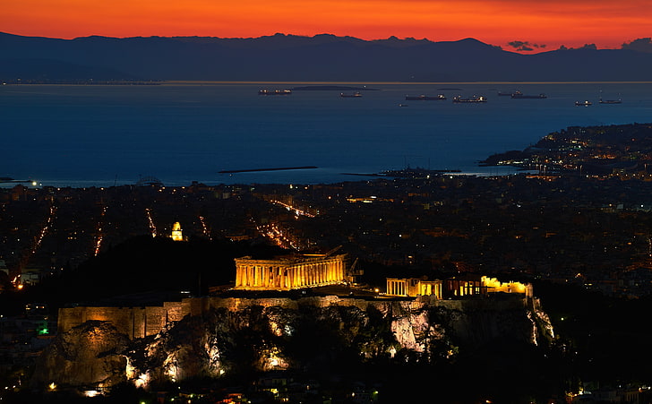Acropolis of Athens World's Oldest Cities, City, View, Orange