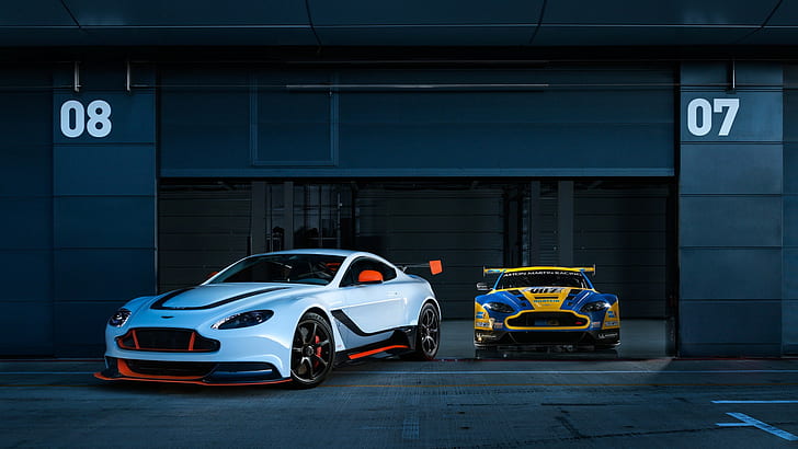 Aston Martin Vantage GT3, car, garages, HD wallpaper