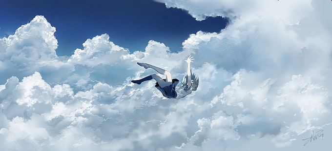 HD wallpaper: kancolle, murakumo, falling down, clouds, sky, Anime, cloud -  sky | Wallpaper Flare