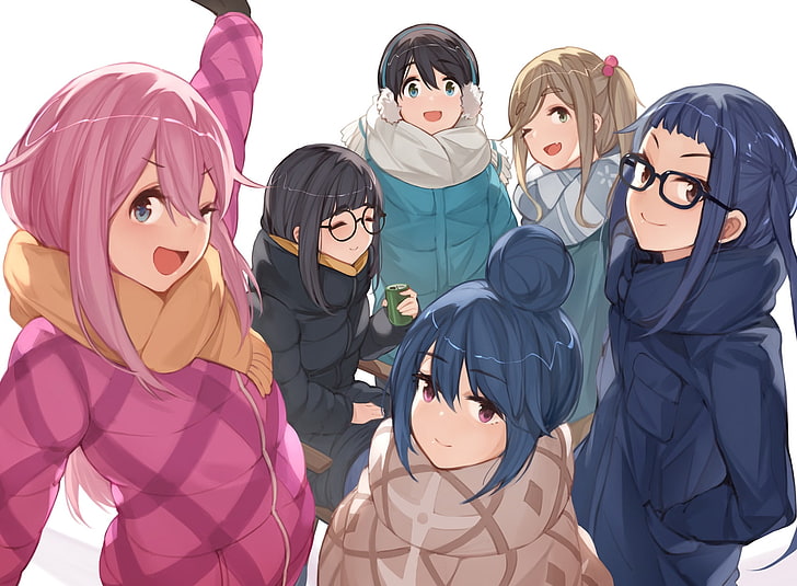 Yuru Camp, anime girls, Nadeshiko Kagamihara, Chiaki Oogaki