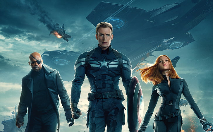 Captain America The Winter Soldier 2HD Wallpaper14 Movie HD Wallpaper, Marvel Captain America, Nick Fury, and Black Widow, HD wallpaper