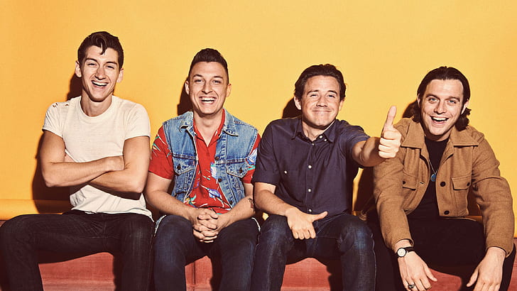 arctic monkeys, happiness, smiling, group of people, men, togetherness