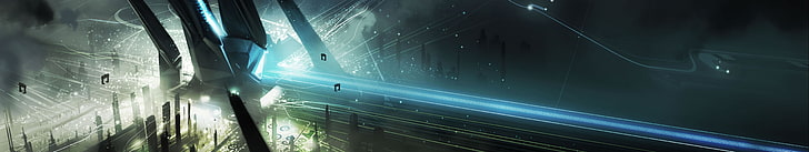 science fiction, multiple display, Tron: Legacy, technology, HD wallpaper