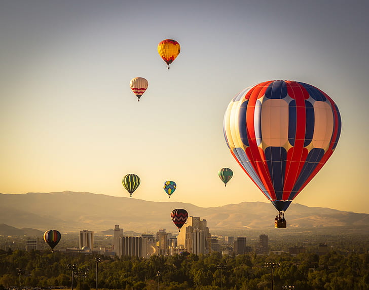 hot air balloons, reno, reno, Great Reno Balloon Race, Skyline, HD wallpaper