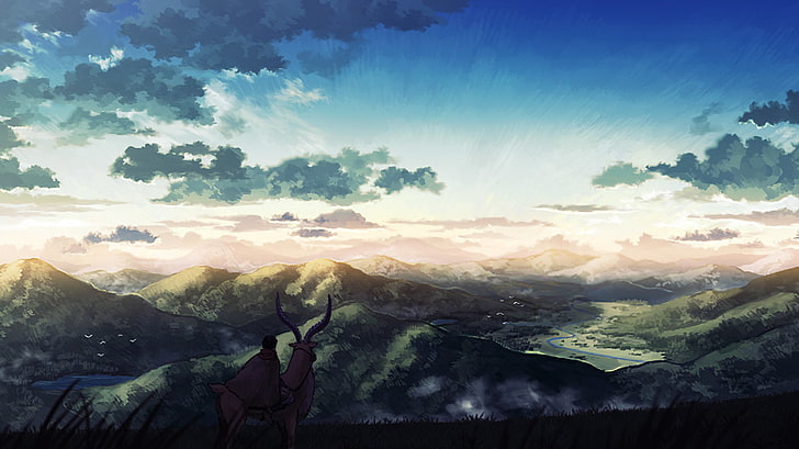 anime, Ashitaka, landscape, Mononoke, Princess Mononoke, Studio Ghibli, HD wallpaper