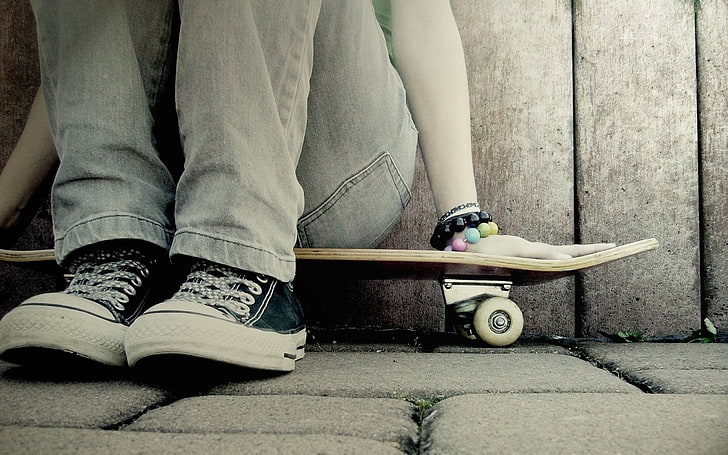 skateboarding, low section, one person, real people, human leg