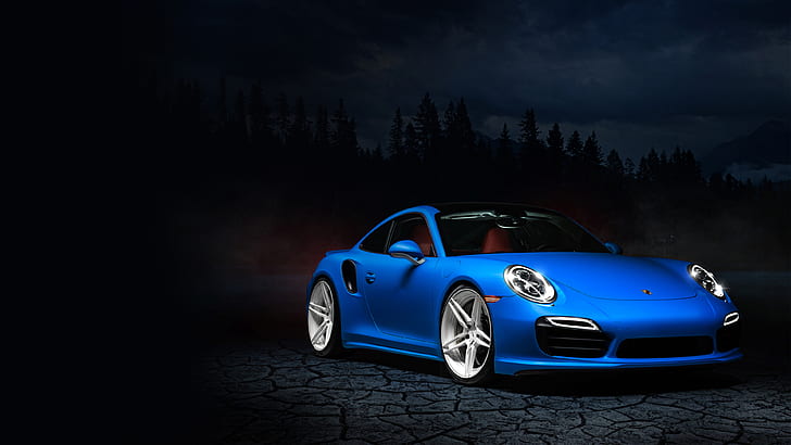 Blue Porsche 991, blue coupe