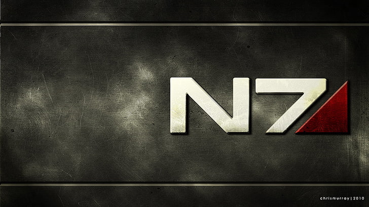 black N7 logo poster, Mass Effect, video games, communication