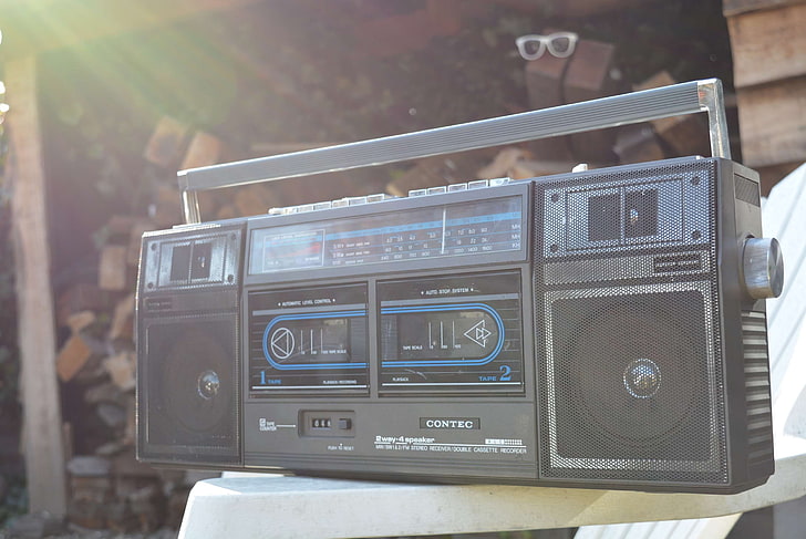 boombox, cassette player, radio, retro, swag, vintage, technology, HD wallpaper