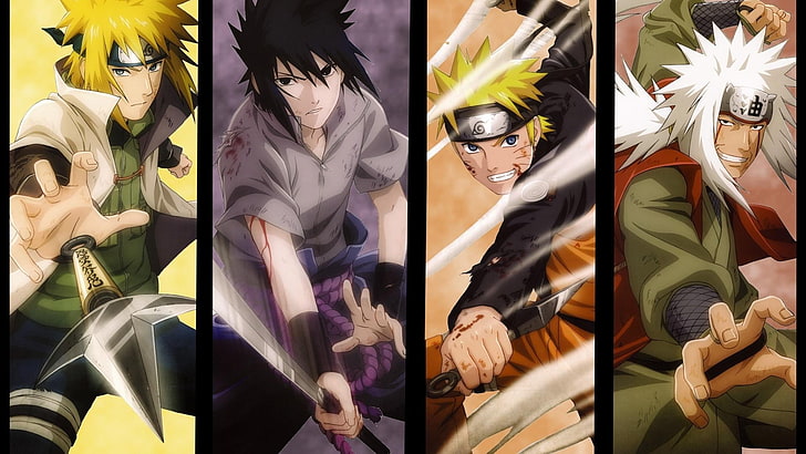 Naruto, Sasuke, Minato, Jiraiya, Naruto Shippuuden, Hokage, anime, HD wallpaper