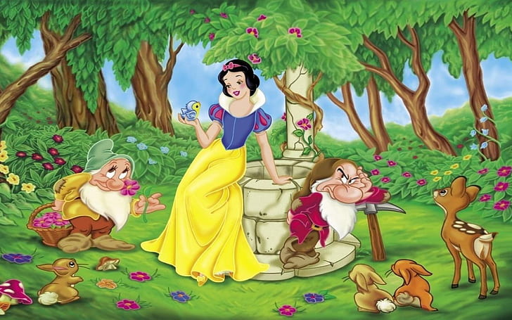 Snow White And The Seven Dwarfs With Friends Of The Forest Desktop Wallpaper Hd For Your Computer 2560×1600