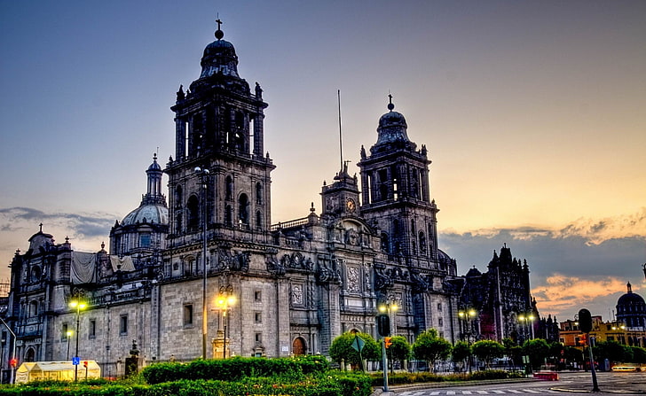 Mexico City Cathedral, black cathedral, Architecture, hdr, north america