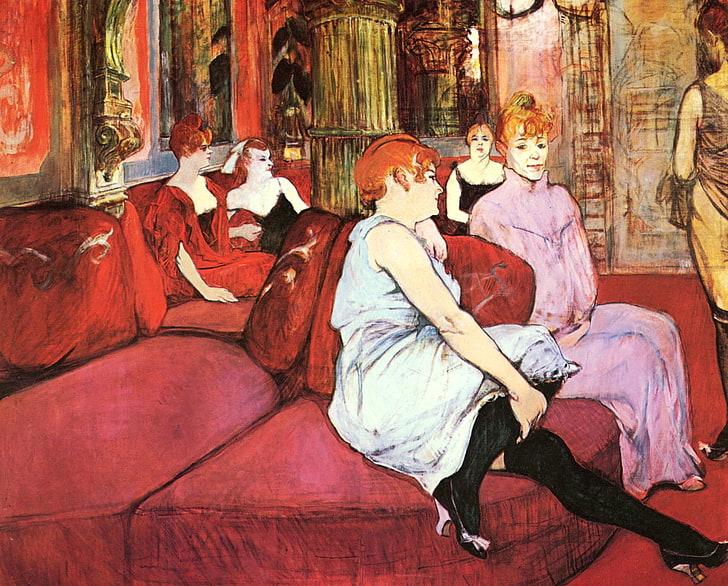 sofa, interior, picture, salon, genre, Henri de Toulouse-Lautrec, HD wallpaper