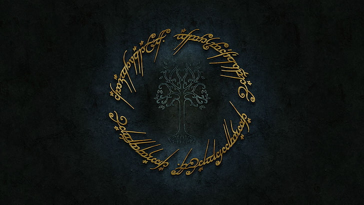 brown text with black background, The Lord of the Rings, art and craft