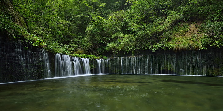 waterfalls, Nagano, the Shiraito falls, Japan., (White Thread), HD wallpaper