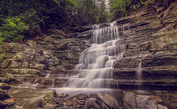 Waterfall, Ottawa, Ontario, Canada, Nature, Waterfalls, Rocks, HD wallpaper