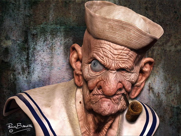 old people, ship, sailors, Popeye, wall - building feature