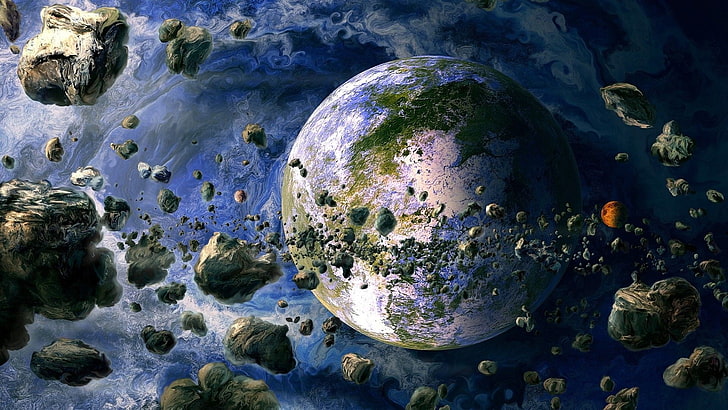 planet earth illustration, rock, water, solid, rock - object, HD wallpaper