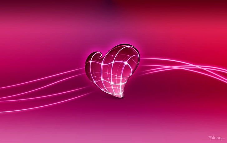 red and white LED light, pink, heart shape, love, positive emotion, HD wallpaper