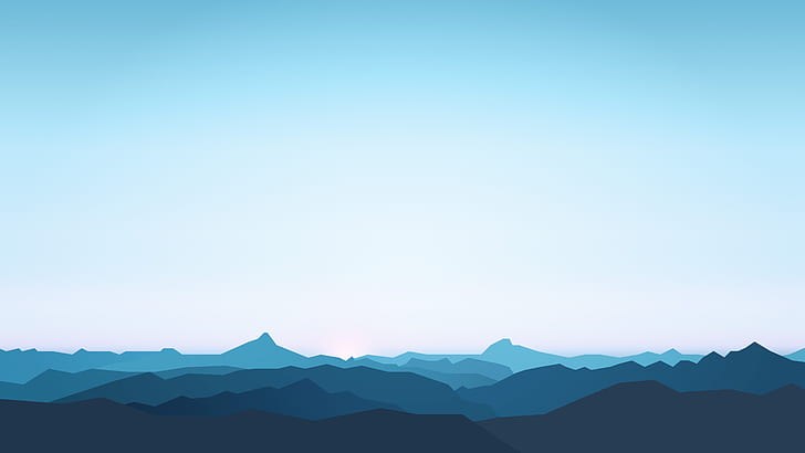 Silent, 5K, Mountains, Silhouette, Minimal, HD wallpaper