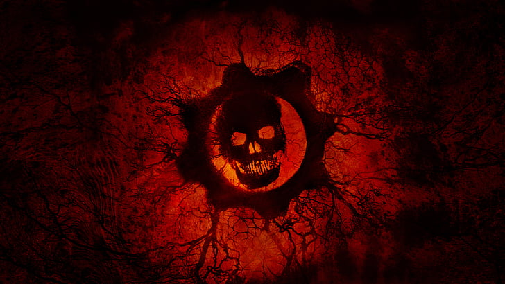 Gears of War logo, Crimson Omen, Red skull, HD, 4K, 8K, HD wallpaper