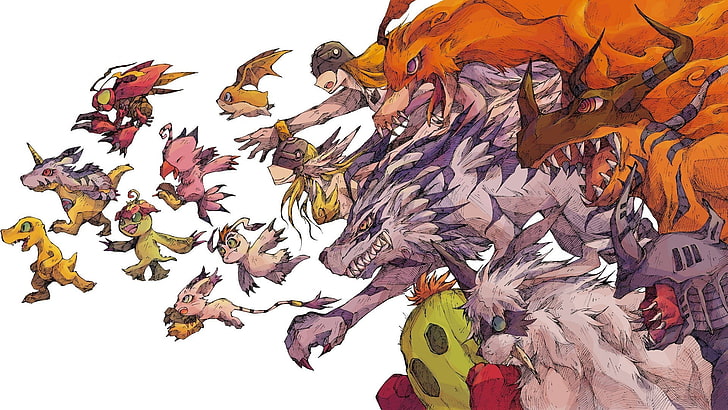 Digimon characters wallpaper, Digimon Adventure, angewomon, greymon