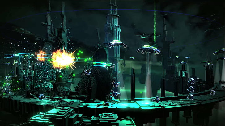 action, battle, psychedelic, resogun, sci fi, shooter