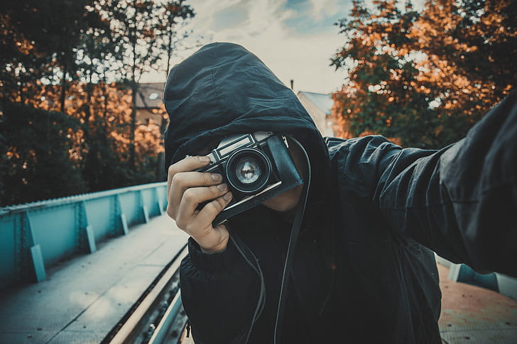 HD wallpaper: photographer, camera, selfie, hood, lens, hidden face |  Wallpaper Flare