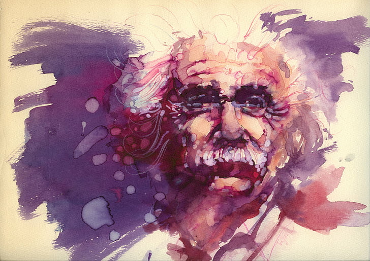 Celebrity, Albert Einstein, Painting, Watercolor, art and craft, HD wallpaper