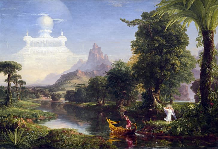 Thomas Cole, The Voyage of Life, painting, classic art, The Voyage of Life: Youth