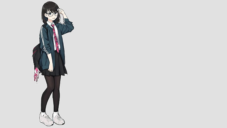 anime, manga, anime girls, simple background, minimalism, schoolgirl, HD wallpaper