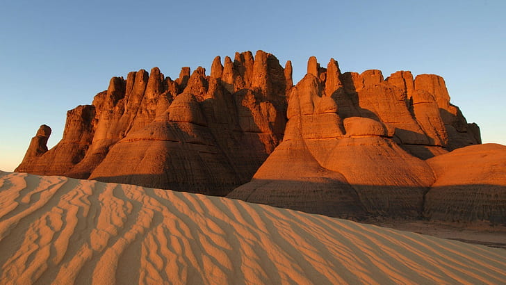 nature, desert, sand, rock formation, Algeria, HD wallpaper