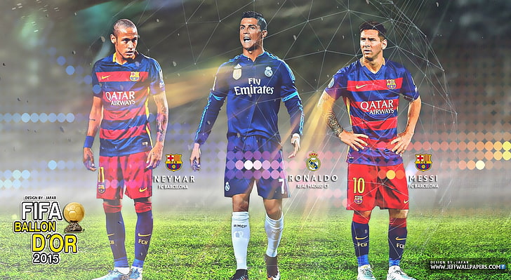 HD wallpaper: FIFA BALLON DOR 2015, Cristiano Ronaldo and Lionel Messi,  Sports | Wallpaper Flare