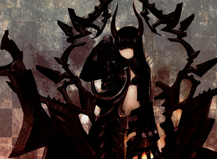 Black Gold Saw, Anime Girls, Horns, HD wallpaper