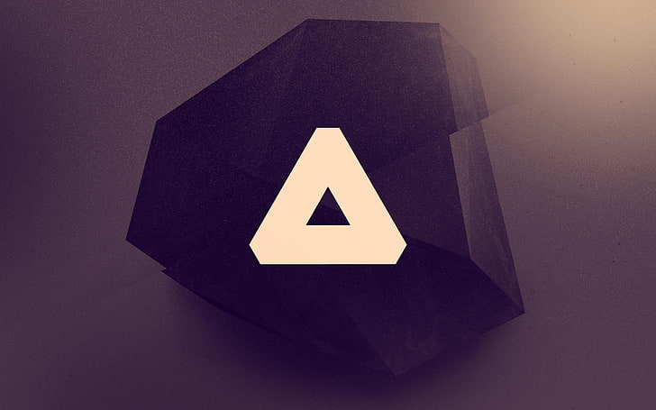 triangular white and black logo, triangle, Overwerk, abstract