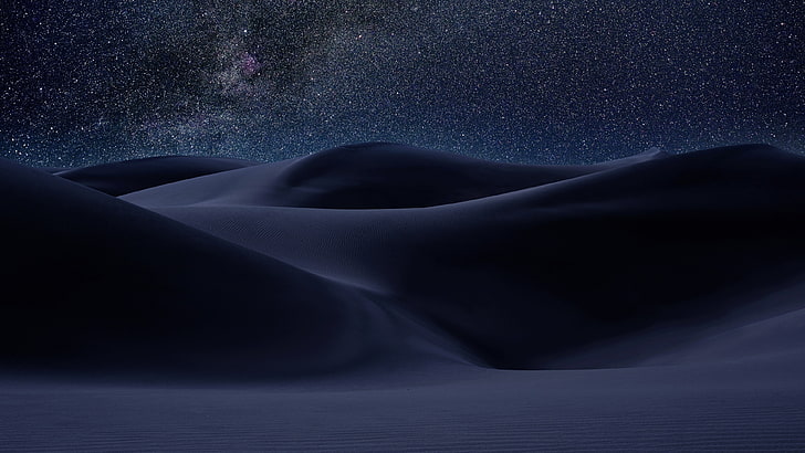 stars, sky, starry night, desert, dunes, milky way, darkness, HD wallpaper