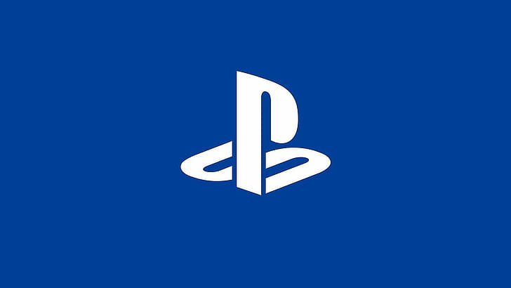 Playstation, Blue Background, Logo, playstation logo
