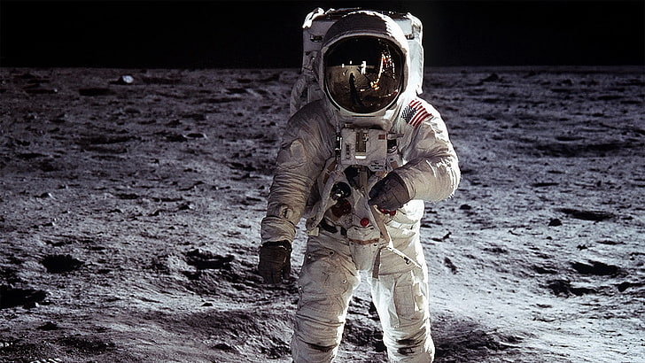 Neil Armstrong, Moon, space, astronaut, Apollo, unrecognizable person
