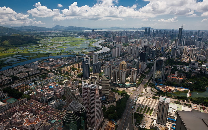 photo of aerial view of city during daytime, cityscape, Hong Kong, HD wallpaper