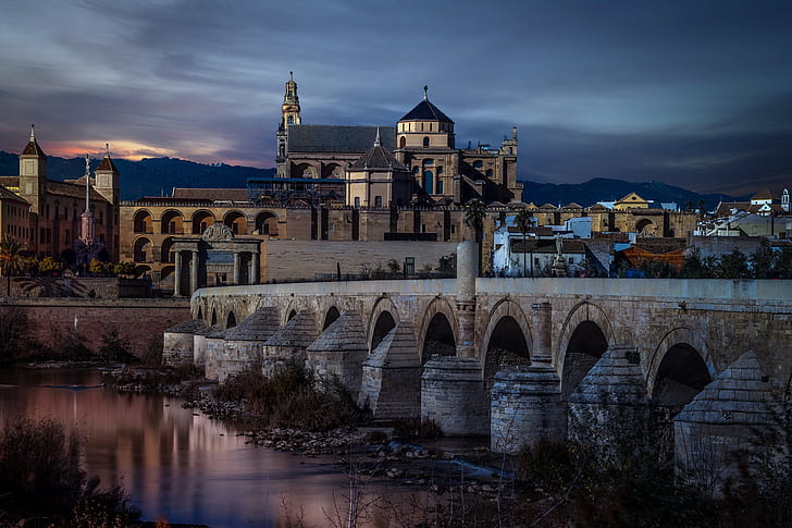 Spain, Andalusia, Cordoba, Roman Bridge, Vista Alegre, HD wallpaper