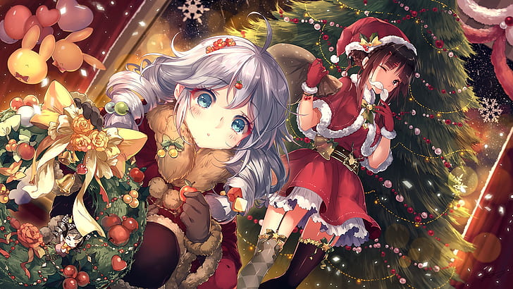 HD wallpaper: girls, new year, Christmas, anime, costumes, benghuai xueyuan  | Wallpaper Flare