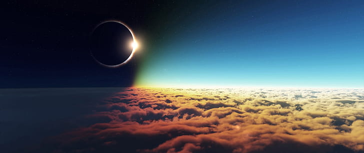 sky, ultra-wide, eclipse, photography, solar eclipse, HD wallpaper