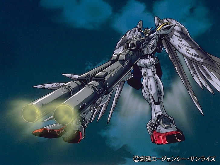 anime, Mobile Suit Gundam Wing, technology, nature, flying