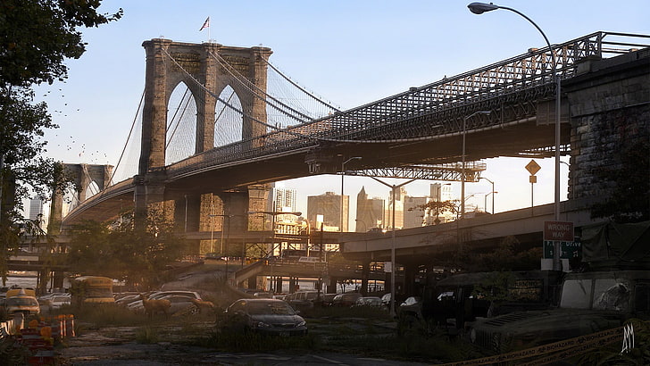 Brooklyn Bridge, New York, New York City, ruin, New Jersey, apocalyptic