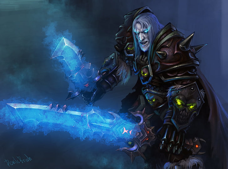 man holding swords wallpaper, look, weapons, WoW, World of Warcraft, HD wallpaper