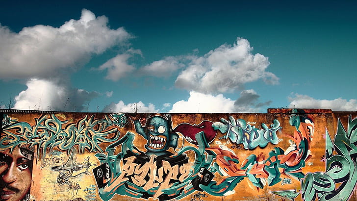 city sky berlin berlin wall graffiti, art and craft, creativity, HD wallpaper