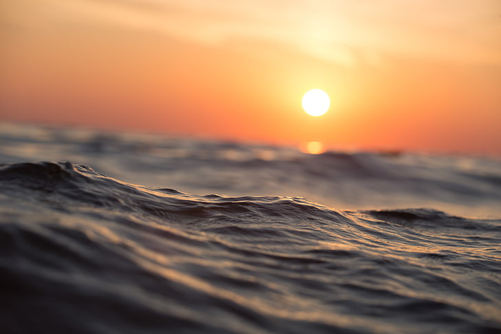 body of water during golden hour wallpaper, Sun, sea, sunset